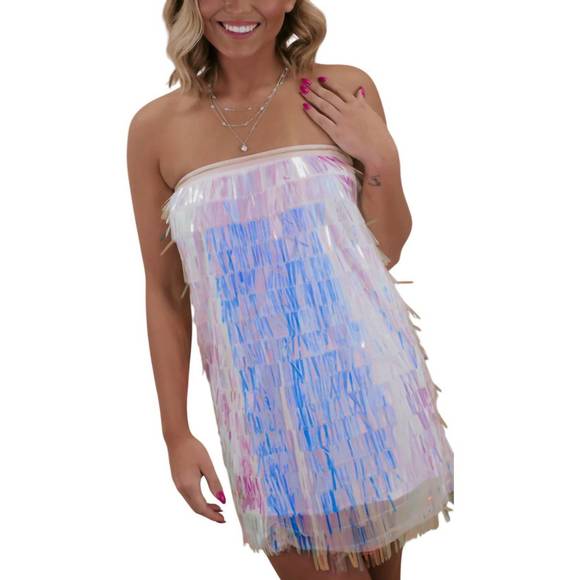 NEW J.NNA lover fringe tiered mini dress in pink multi - Picture 1 of 3